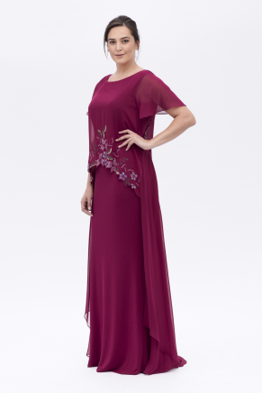 Cherry Long Big Size Short Sleeve Evening Dress Y6061