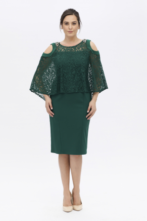 Dark Benetton Green Short Big Size Bodycon Evening Dress Y7339