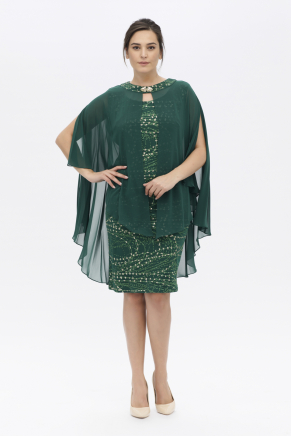Dark Benetton Green Short Big Size Evening Dress Y7477