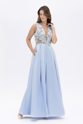 Blue Small Size Long Princess Dress Y7545