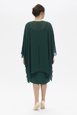 Dark Benetton Green Big Size Short Non Revealing Evening Dress K6041