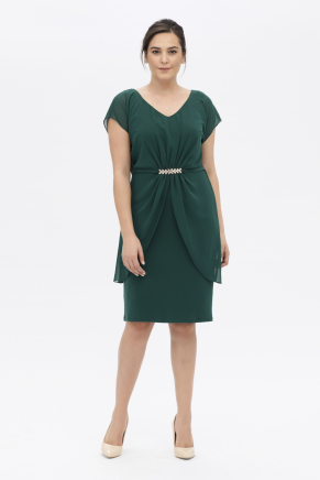 Dark Benetton Green Big Size Short Evening Dress Y6354