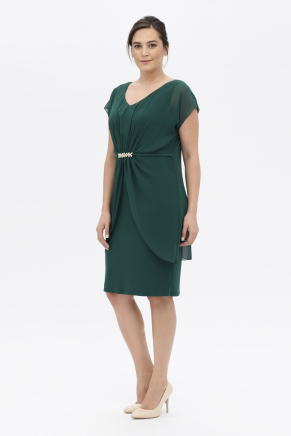 Dark Benetton Green Short Big Size Evening Dress Y6354