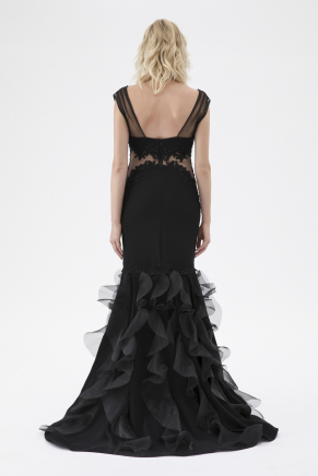 Small Size Black Long Evening Dress Y7623