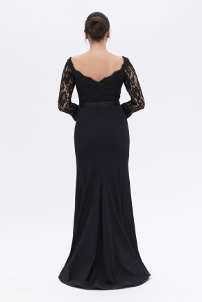 Black Long Sleeve Big Size Long Evening Dress K6136