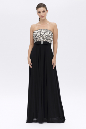 Small Size Black Strapless Long Evening Dress Y7061