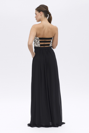 Black Small Size Long Sleeveless Evening Dress Y7061