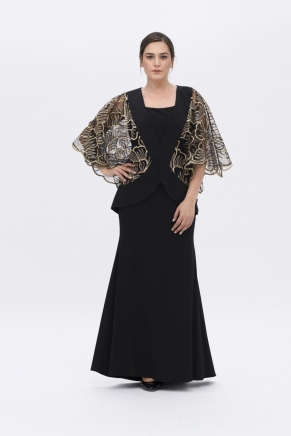 Black/gold Lace Big Size Long Evening Dress Y7148
