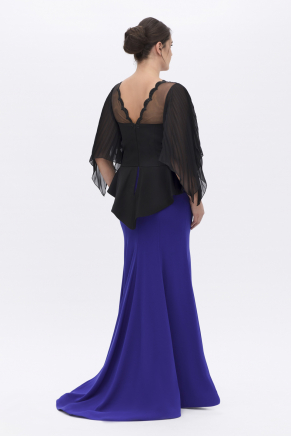 Big Size Black/parlıament Blue Long Evening Dress Y7268