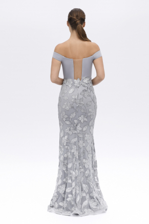 Small Size Grey Long Evening Dress Y7532