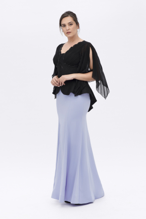 Black/lavender Lılac Long Big Size Evening Dress Y7268