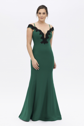 Dark Benetton Green Big Size Long Evening Dress Y6424B