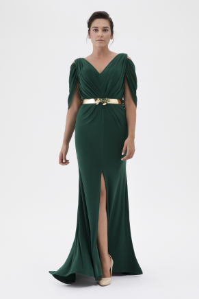 Dark Benetton Green Big Size Long Evening Dress K7819