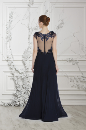 Navy  Long Small Size Evening Dress Y7537