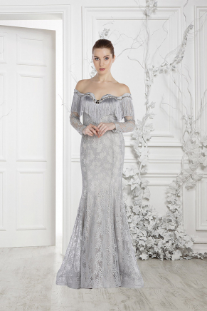 Small Size Grey Long Evening Dress Y7540