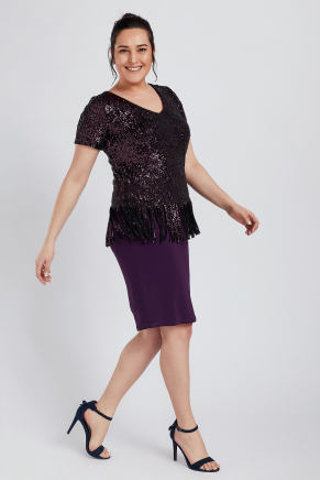 Big Size Purple Short Evening Dress K8929
