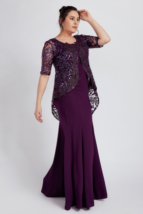 Purple Long Big Size Evening Dress Y8335