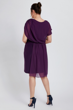 Purple Short Big Size Evening Dress Y8777