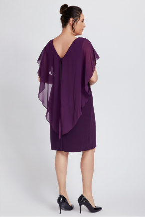 Purple Big Size Short Evening Dress Y8770