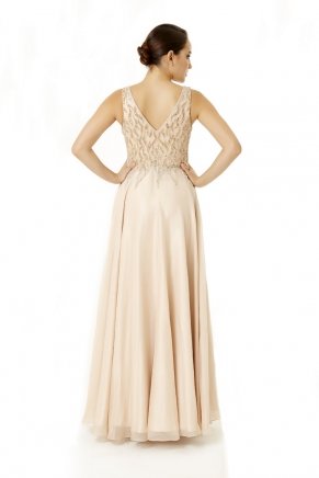 Gold Long Small Size Sleeveless Evening Dress Y6474