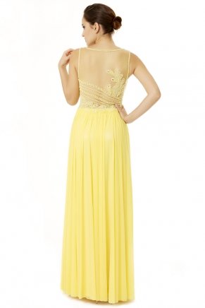 Banana Sarı Küçük Beden Uzun Kolsuz Mezuniyet Elbisesi Y6493